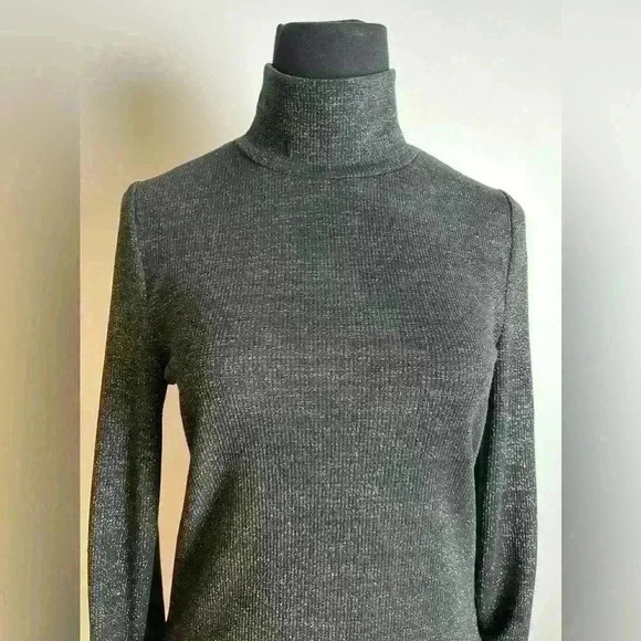 Evereve Mock Neck Sparkly Sweater M - Picture 4 of 9